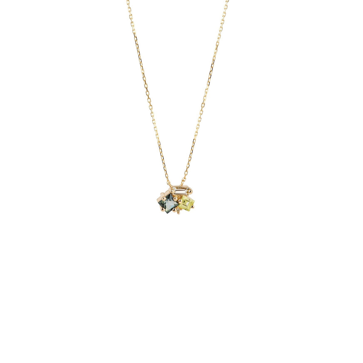 Suzanne Kalan - 14k Gold Nadima Cluster Pendant - Green Mix