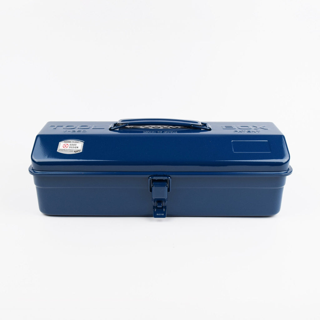 Blue toolbox with a visible brand logo on a white background