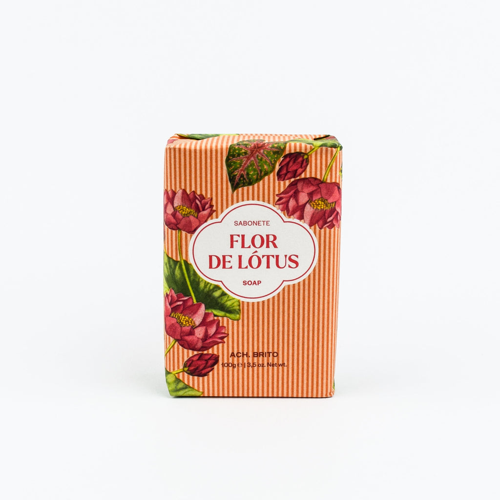 Flor de Lotus soap packaging on a white background