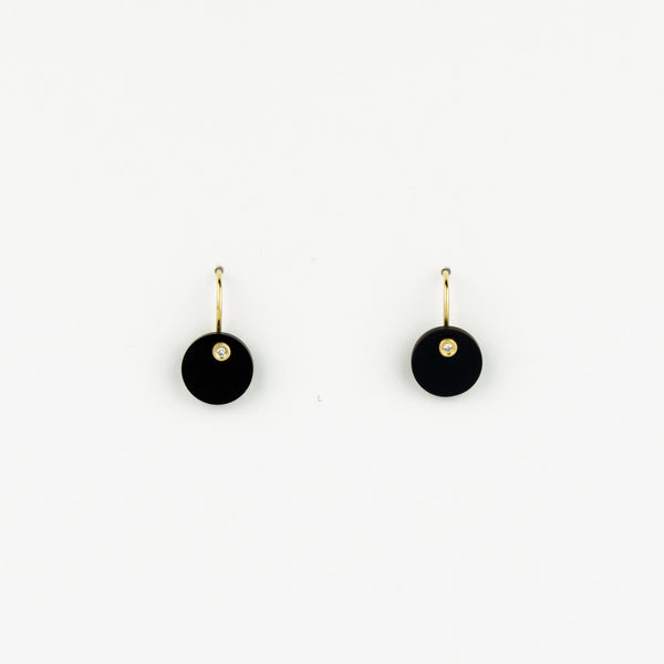 Carla Caruso - Onyx Disc Earrings with Diamonds