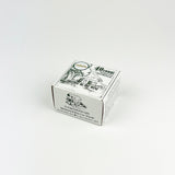 Small white box with black text and graphics on a light gray background