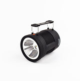 Black flashlight with a white background