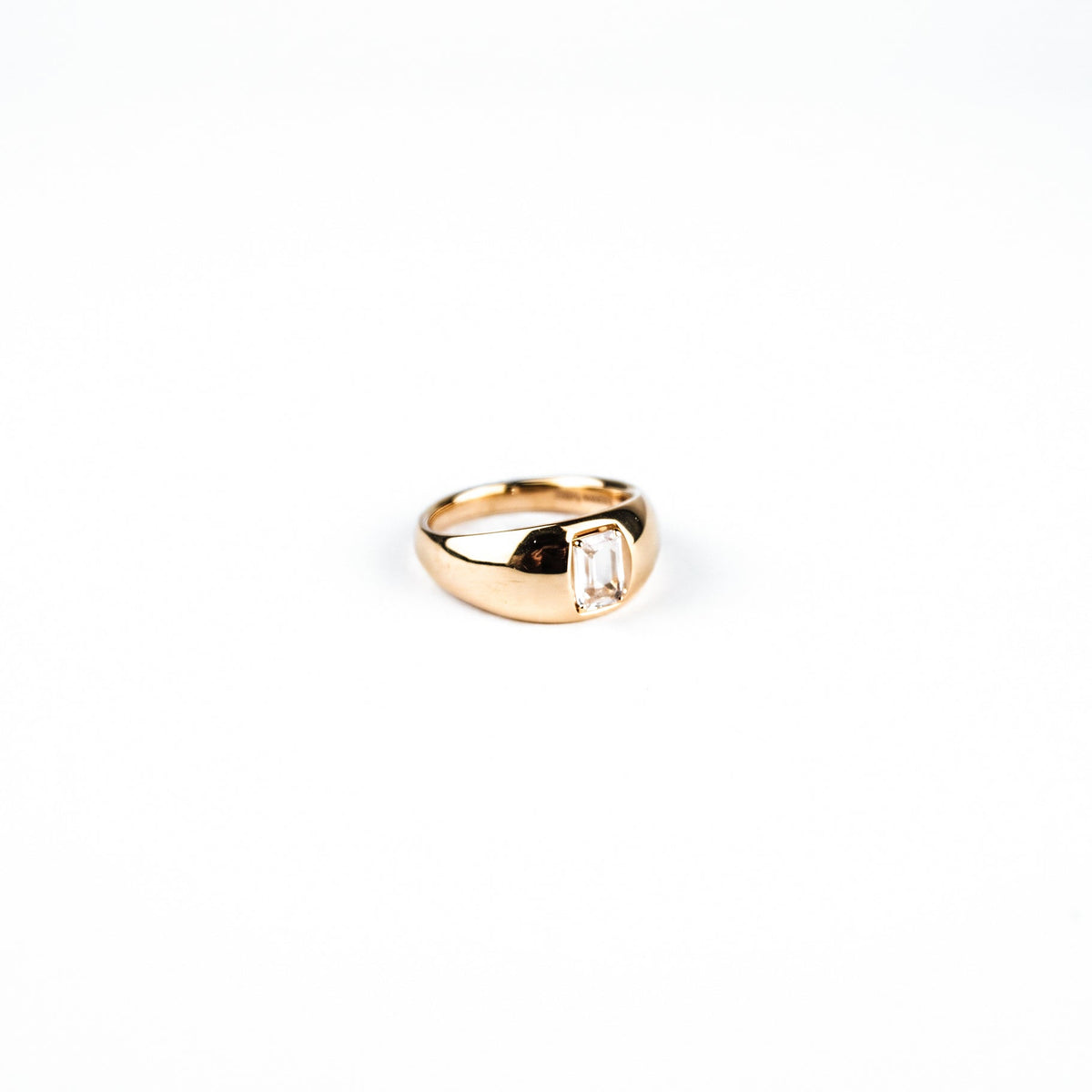 Suzanne Kalan - 14k Gold Dome Ring - Emerald-Cut White Topaz - Size 5.5