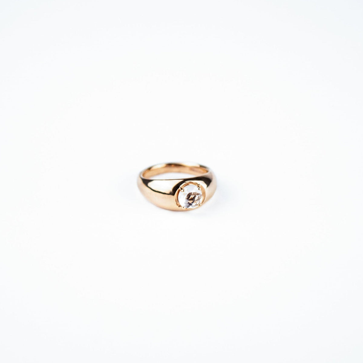 Suzanne Kalan - 14k Gold Dome Ring - Round White Topaz - Size 6