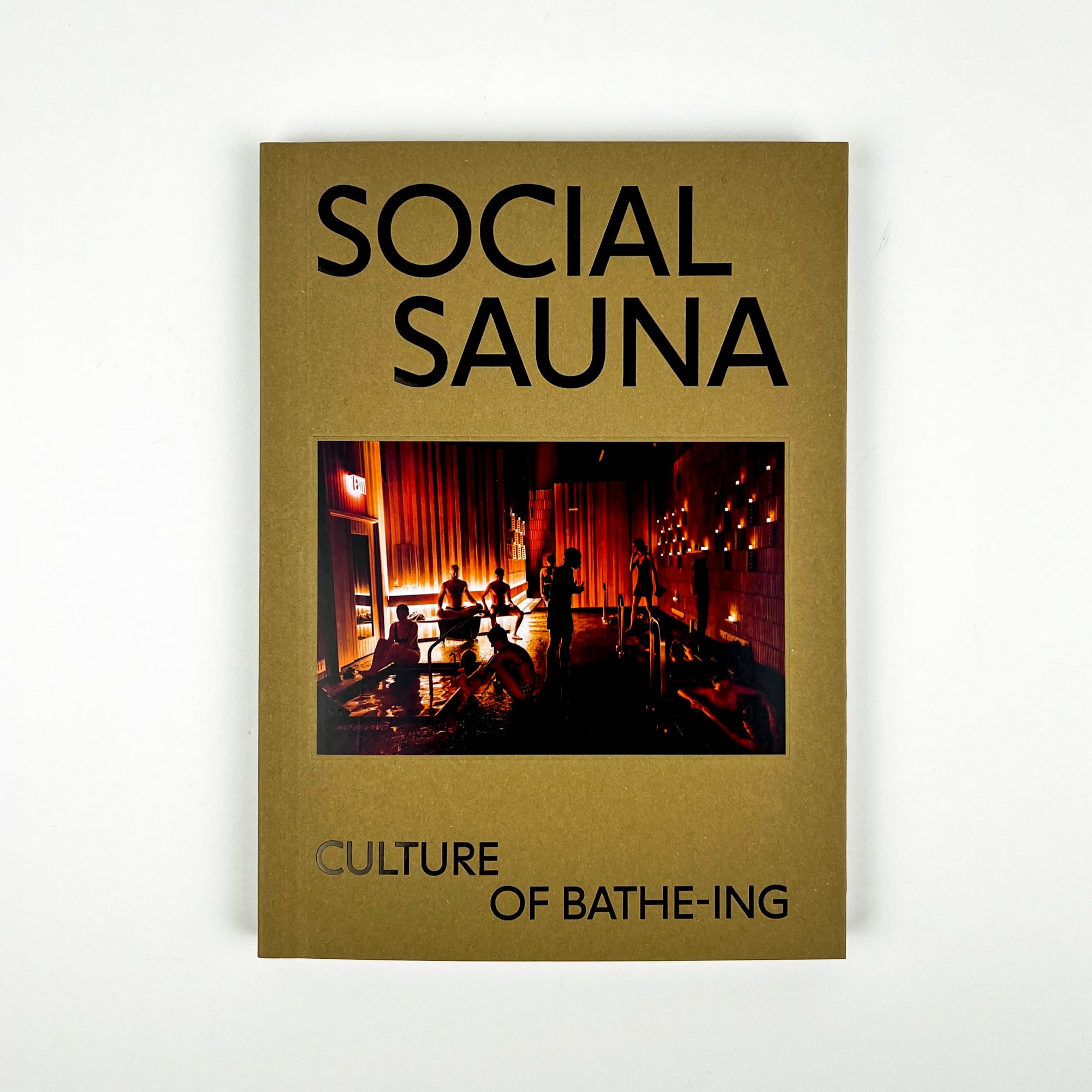 Book titled 'Social Sauna' with a cover image of people in a sauna on a white background