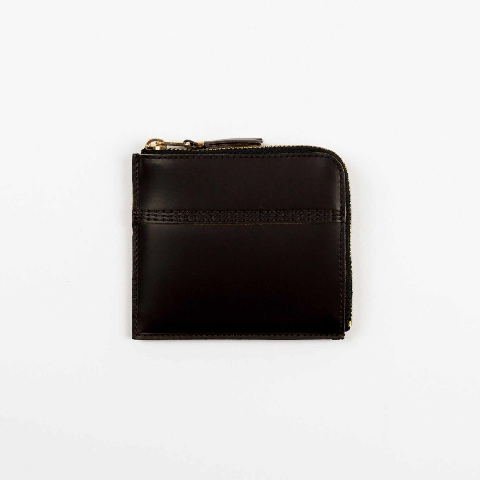 Black leather wallet on a white background