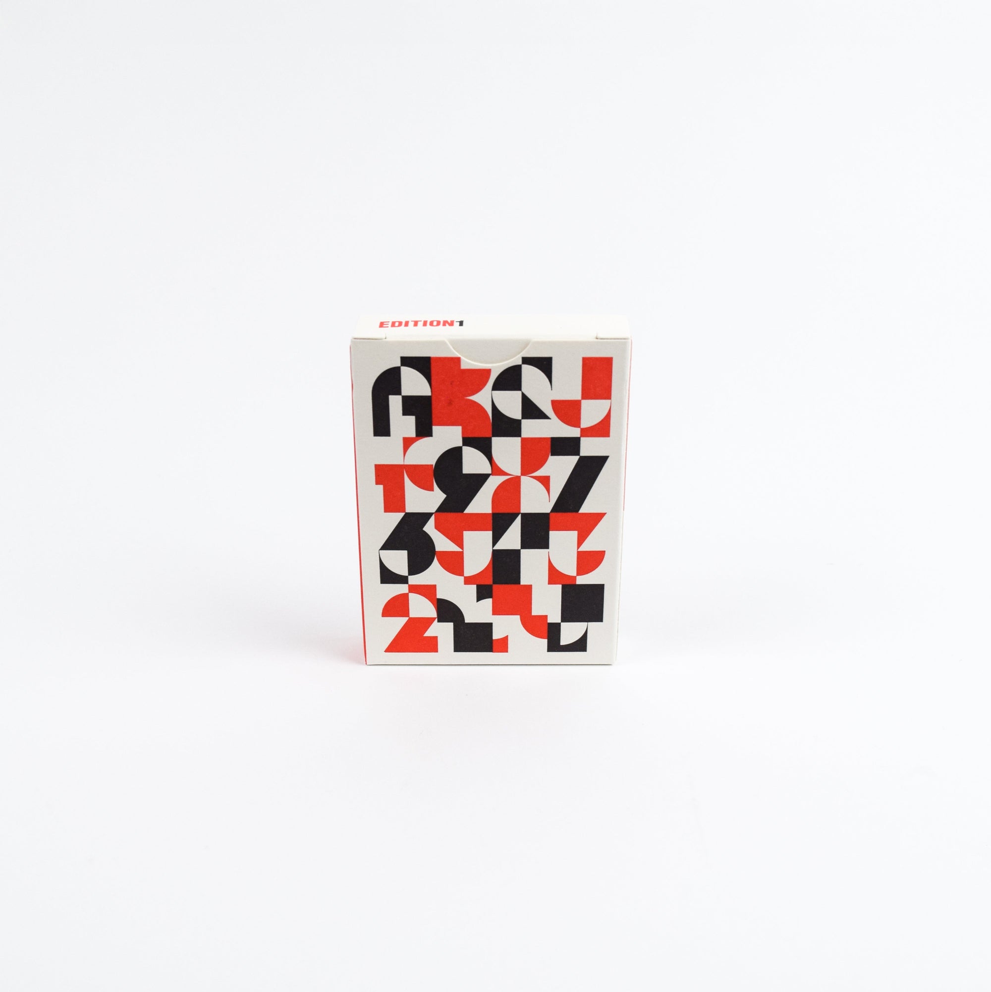 Deck of cards with geometric design on a white background
