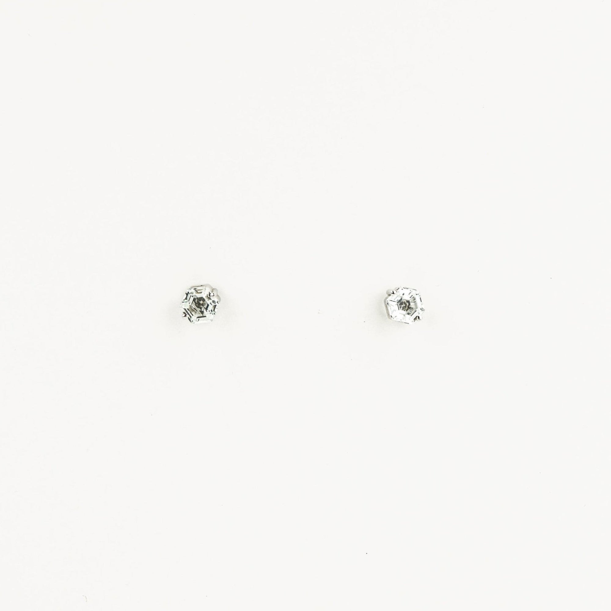 Pair of white sapphire earrings on a white background