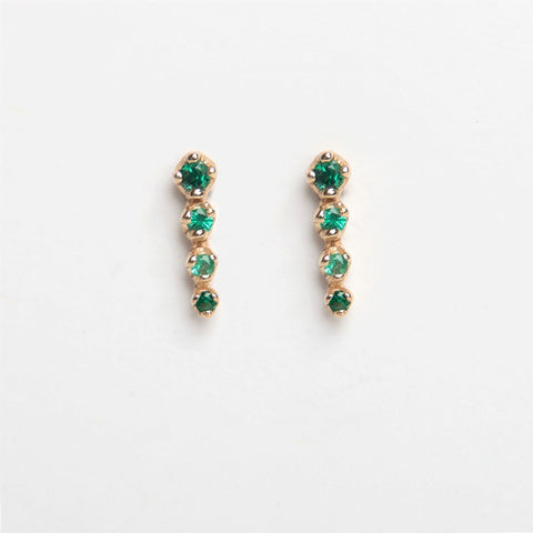 N + A - 14K Icicle Earrings with Emeralds