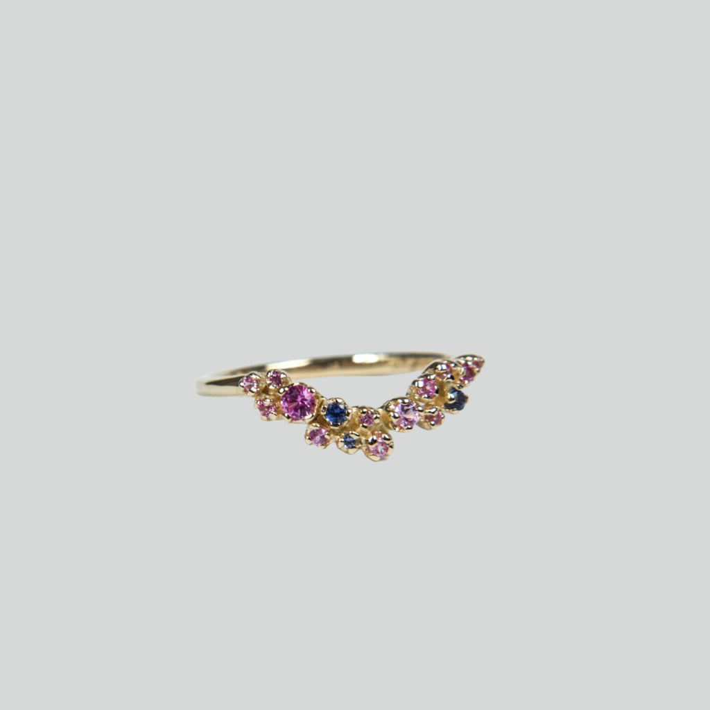 N+A - Curved Grand Cluster Ring with Sapphires