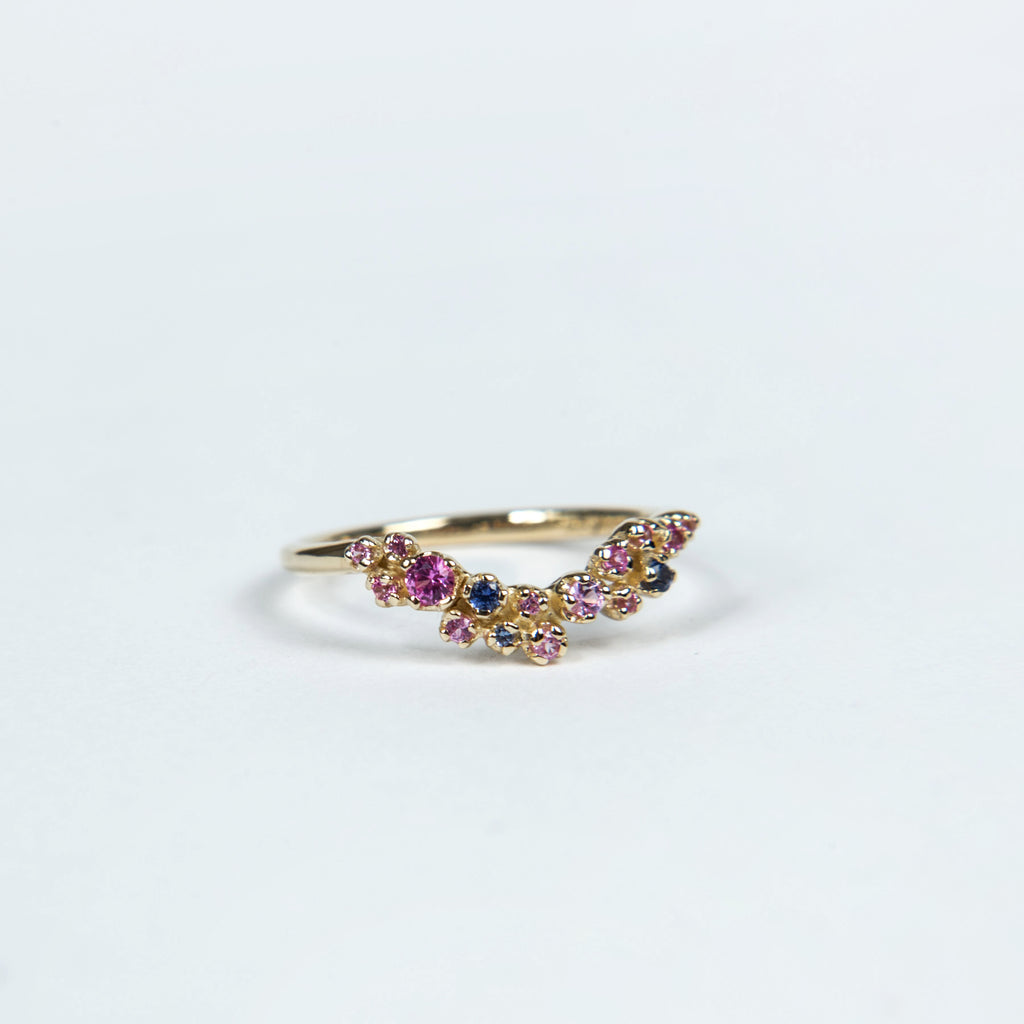 N+A Jewelry: Curved Grand Cluster Ring with Sapphires