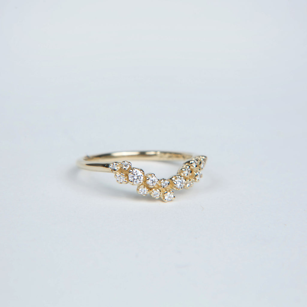 N+A Jewelry: Curved Grand Cluster Ring with Diamonds
