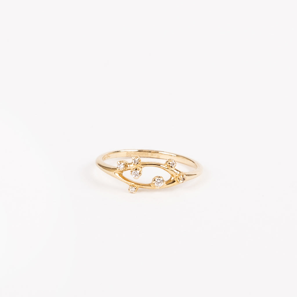 N + A Jewelry - Open Branch Ring with Diamonds