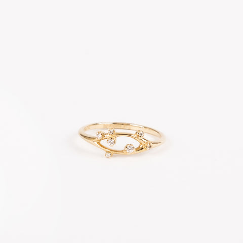 N + A Jewelry - Open Branch Ring with Diamonds