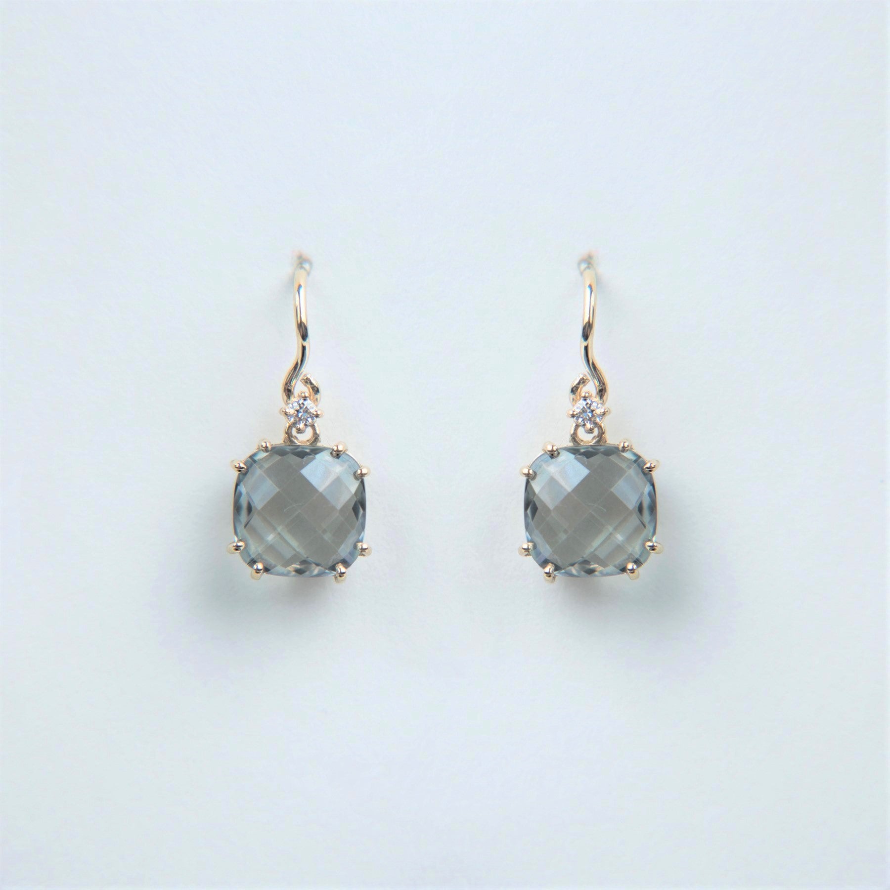 Suzanne Kalan - 14k Gold Classic Drop Earrings - Green Envy Topaz with Diamond