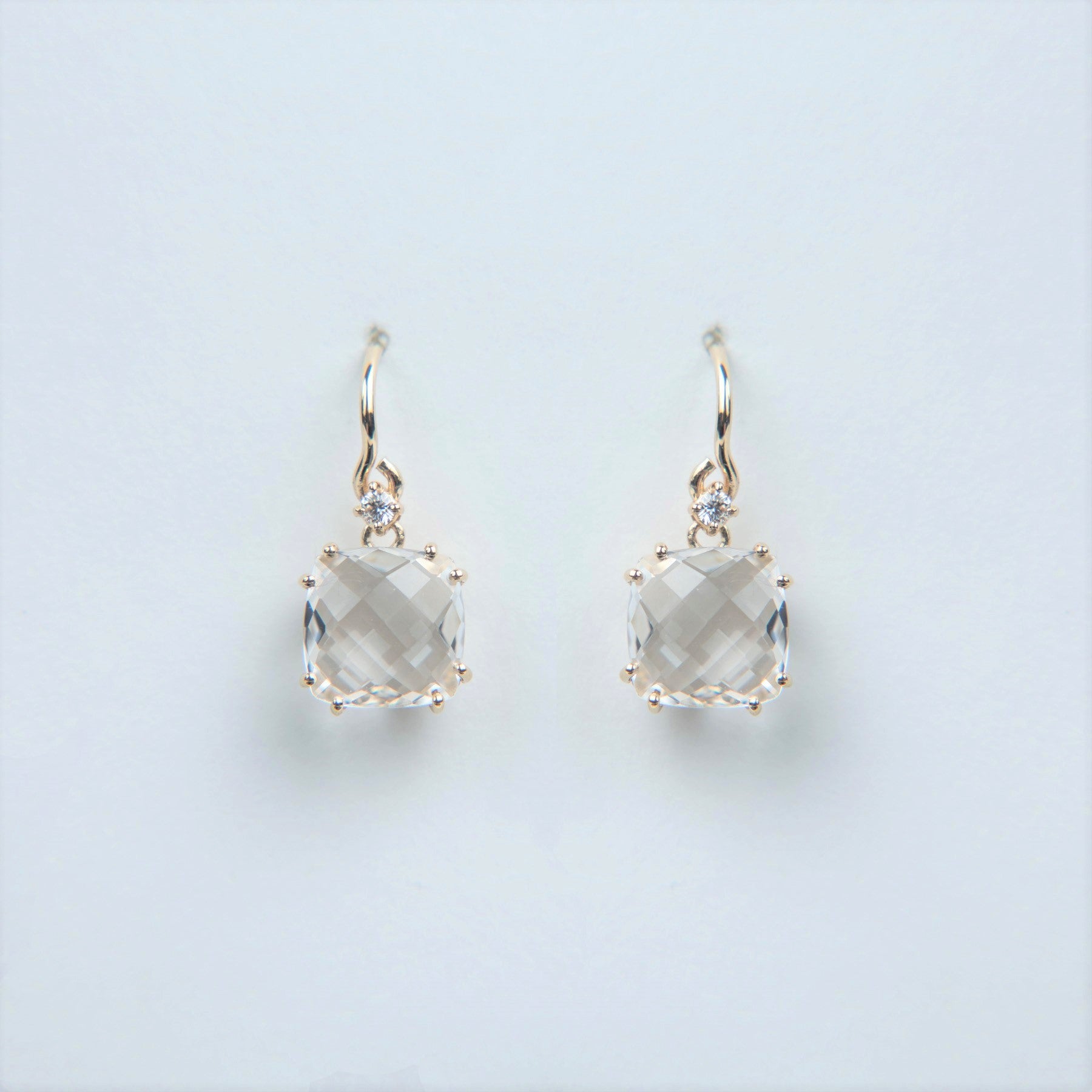 Suzanne Kalan - 14k Gold Classic Drop Earrings - White Topaz with Diamond