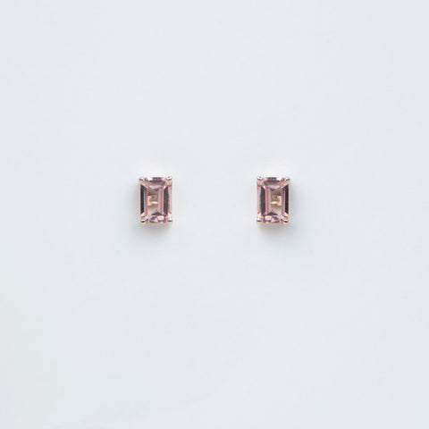 Suzanne Kalan - 14k Gold Emerald Cut Post Earrings - Morganite Topaz