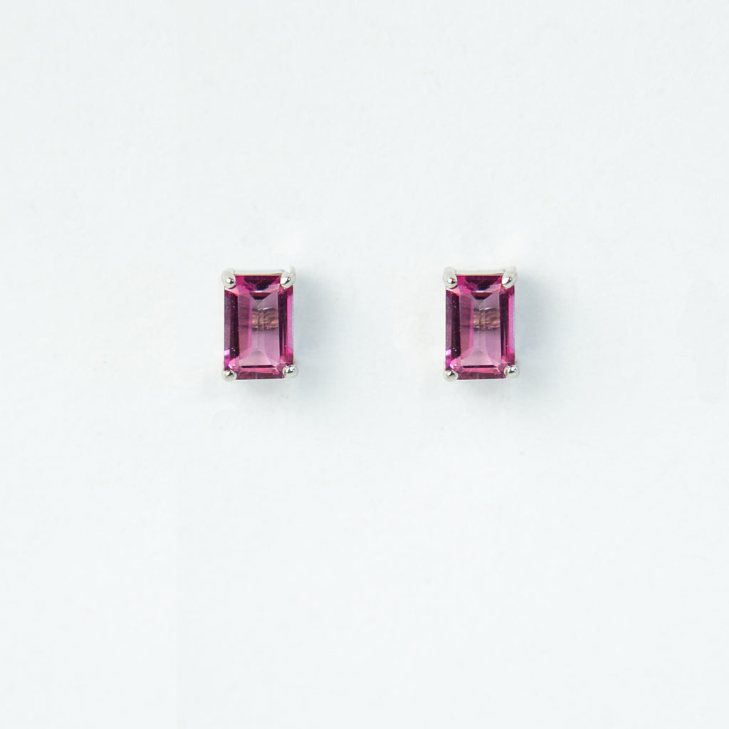 Suzanne Kalan - 14K Bloom Rectangle Pink Topaz Gold Post Earrings
