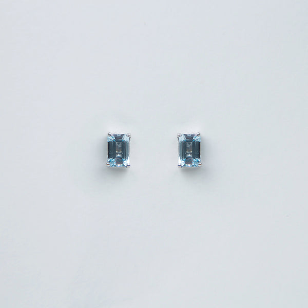 Suzanne Kalan - 14k Gold Emerald Cut Post Earrings - Blue Topaz