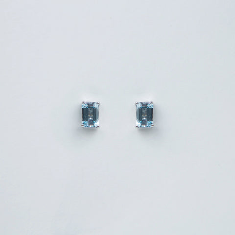 Suzanne Kalan - 14k Gold Emerald Cut Post Earrings - Blue Topaz