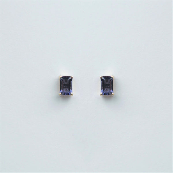 Suzanne Kalan - 14k Gold Emerald Cut Post Earrings - Iolite