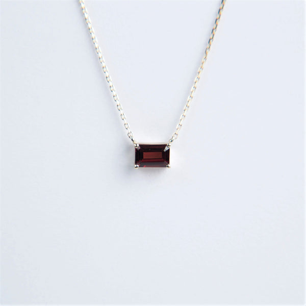Suzanne Kalan - 14k Gold Emerald Cut Necklace - Garnet