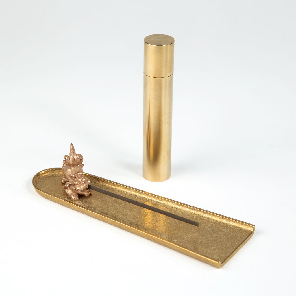 Brass Lion Incense Holder Set