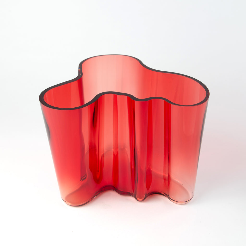 alvar aalto vase 6.25" high cranberry glass
