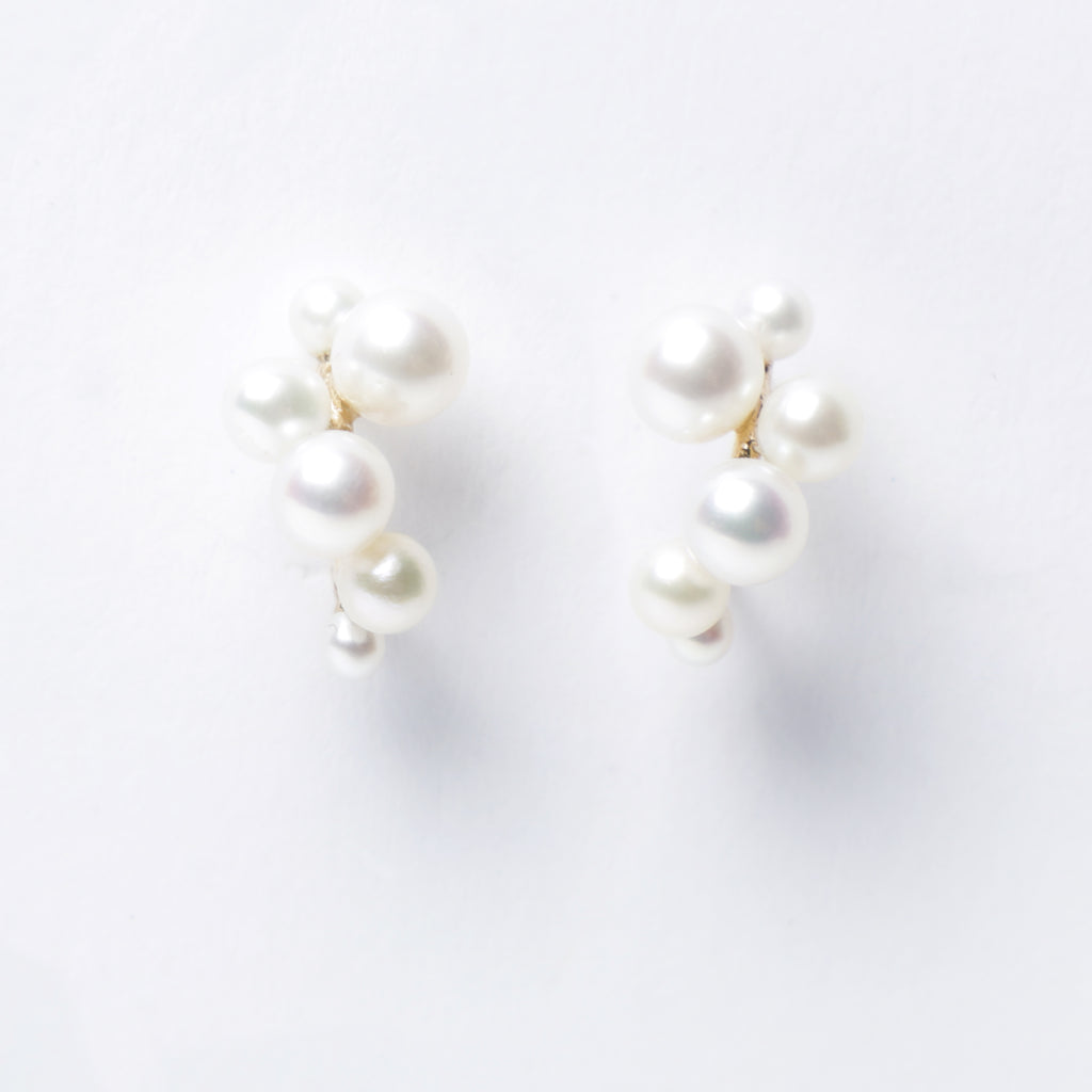 N + A Pearl Cluster Hoop Earrings
