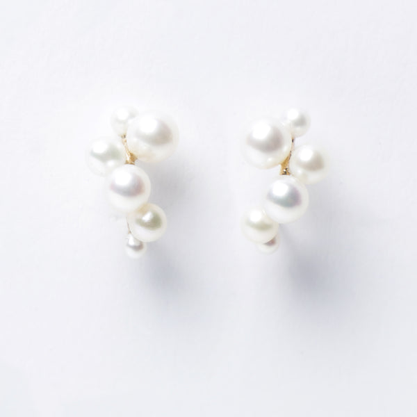 N + A Pearl Cluster Hoop Earrings