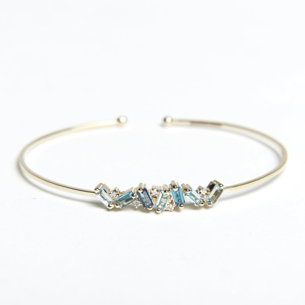 Suzanne Kalan - 14K Gold Julia Bangle - Medium, Blue Mix