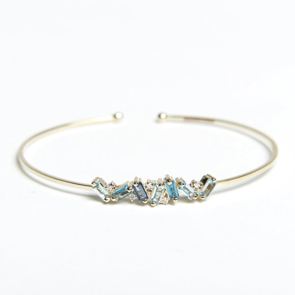 Suzanne Kalan - 14K Gold Julia Bangle - Medium, Blue Mix