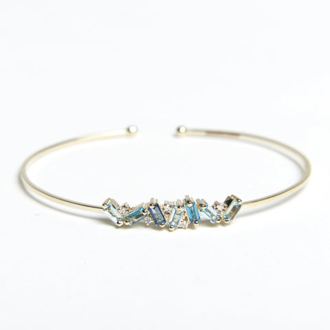 Suzanne Kalan - 14K Gold Julia Bangle - Medium, Blue Mix