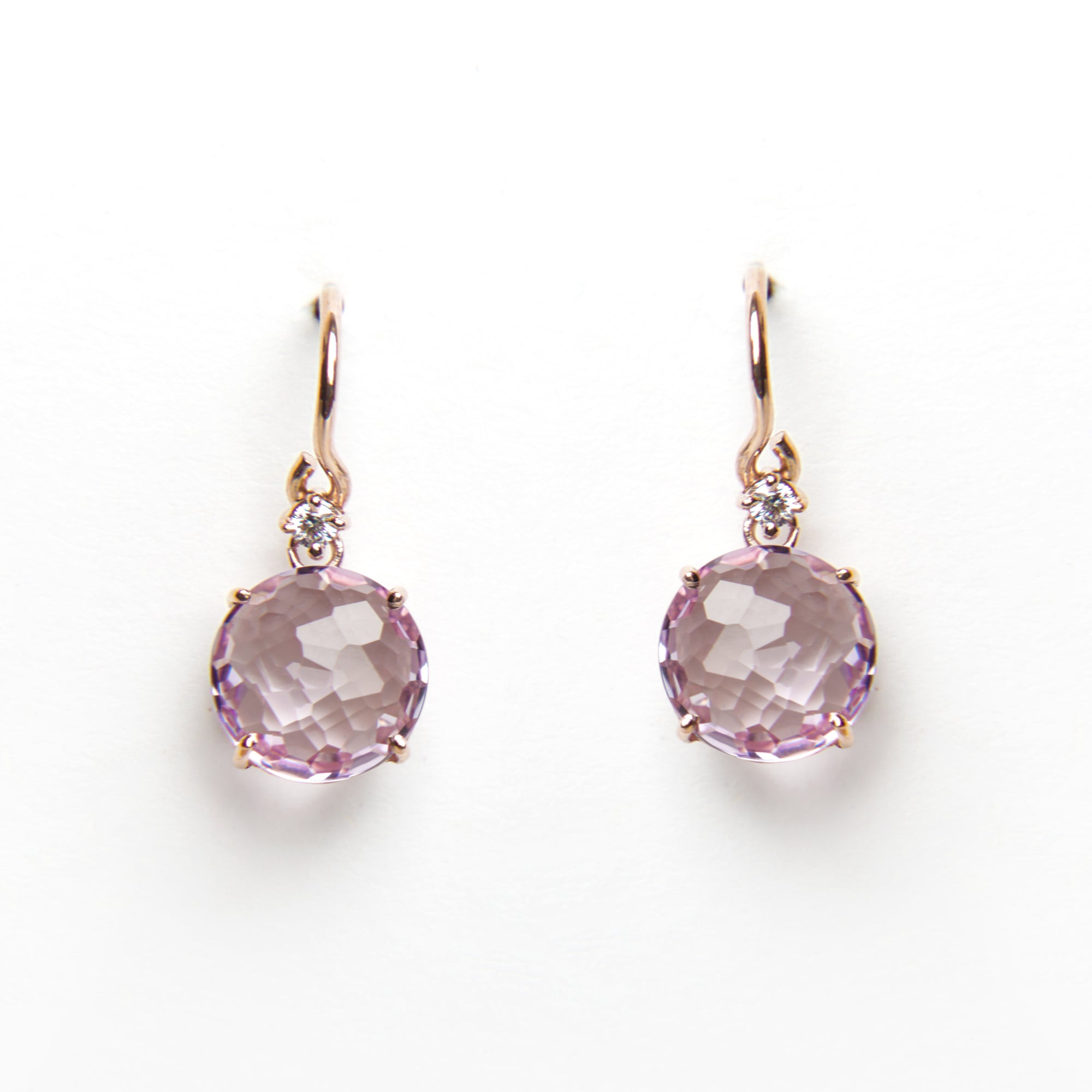 Suzanne Kalan - 14k Gold Drop Earrings - Rose de France with Diamond