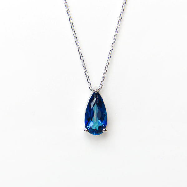 Suzanne Kalan - 14K Gold Pear Drop Necklace - English Blue Topaz