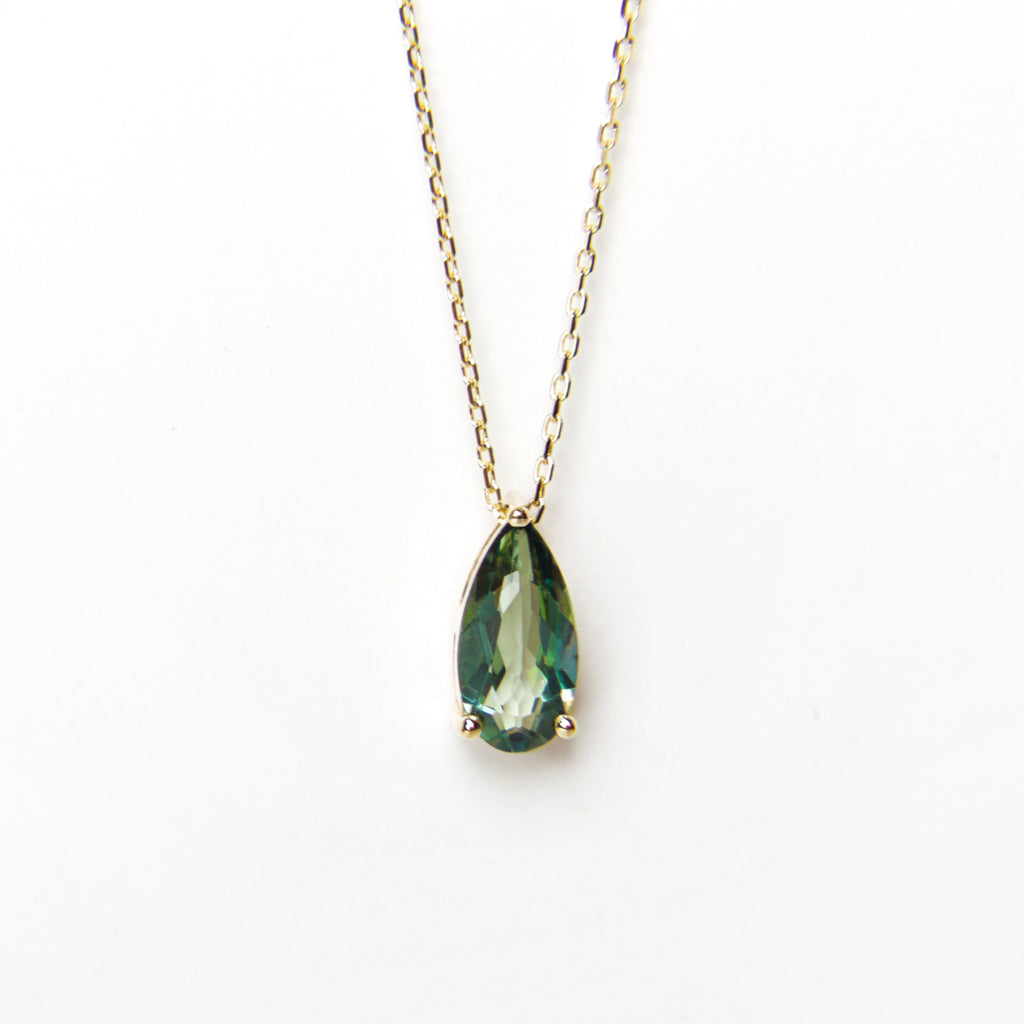 Suzanne Kalan - 14K Gold Pear Drop Necklace - Green Envy Topaz