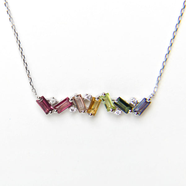 Suzanne Kalan - Frenesia Rainbow Bar Necklace - White Gold