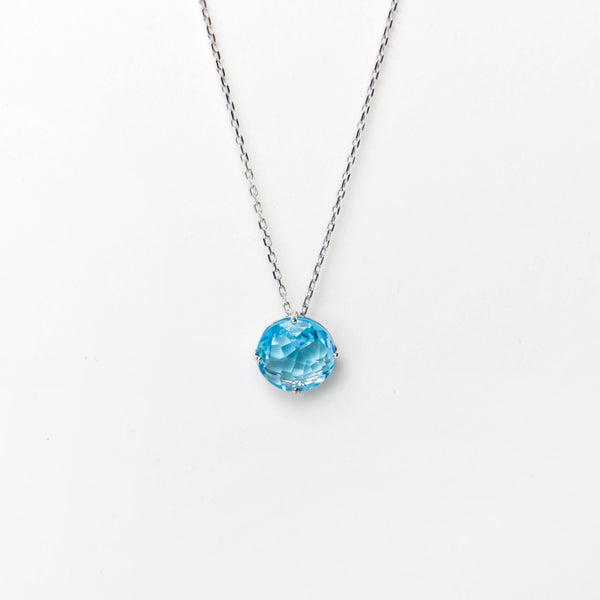 Suzanne Kalan - 14K Gold Round Drop Necklace - Swiss Blue