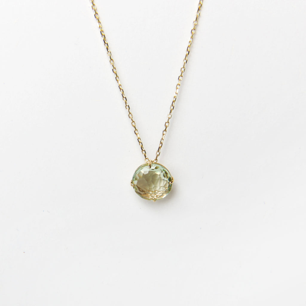 Suzanne Kalan - 14K Gold Round Drop Necklace - Green Amethyst