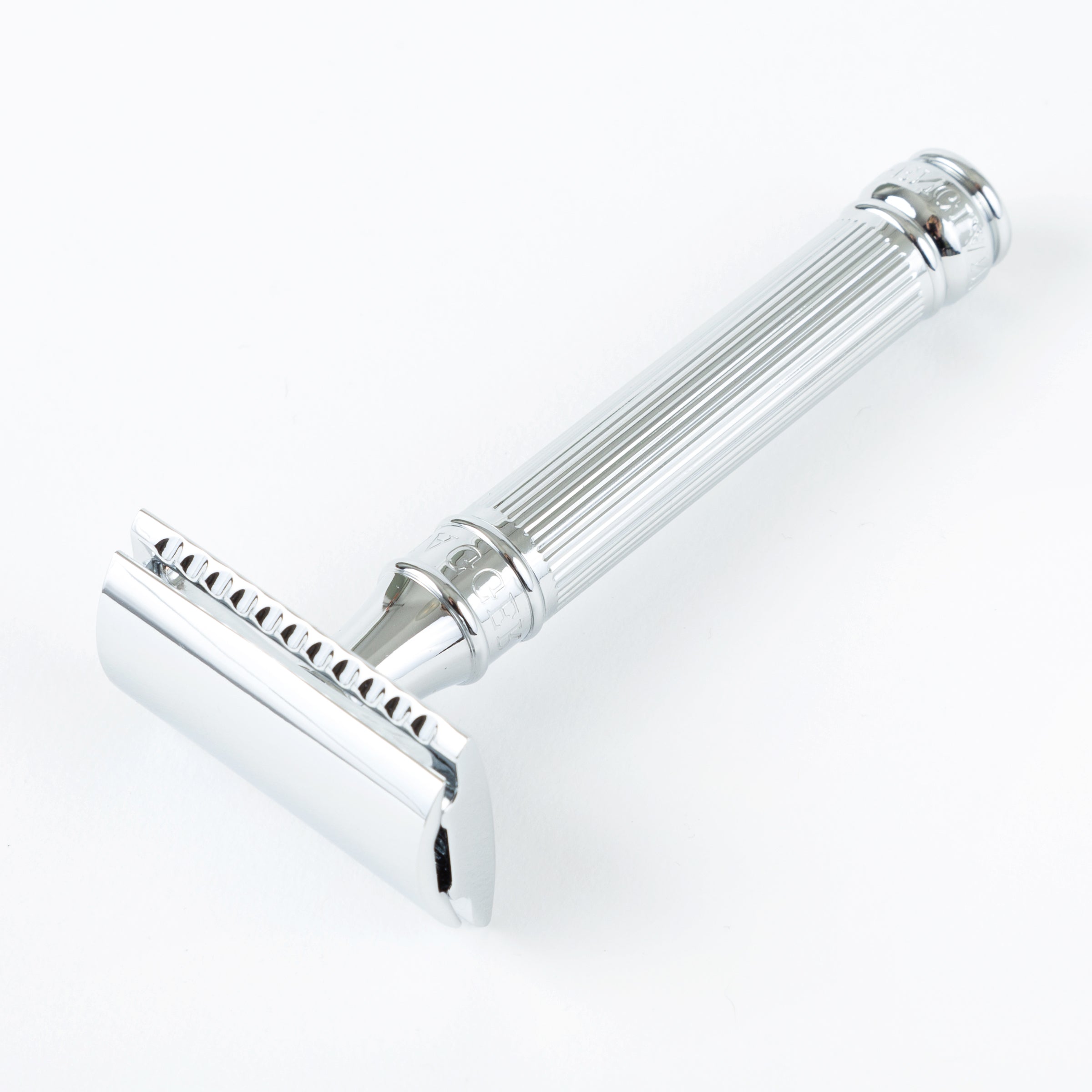 Edwin Jagger 3pc Lined Chrome Brush And Double Edge Razor Set