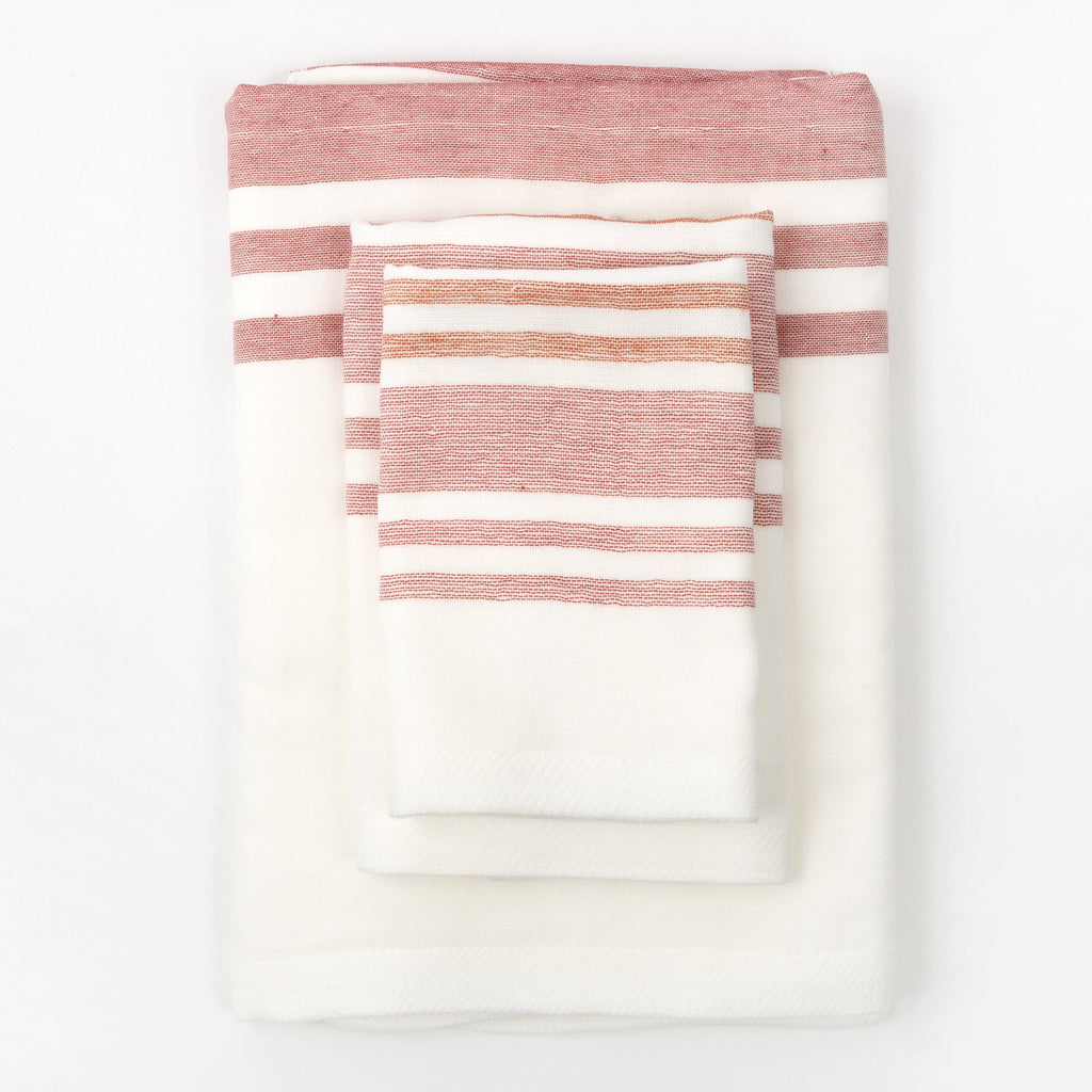 Senshu End Stripe Red Bath Towels