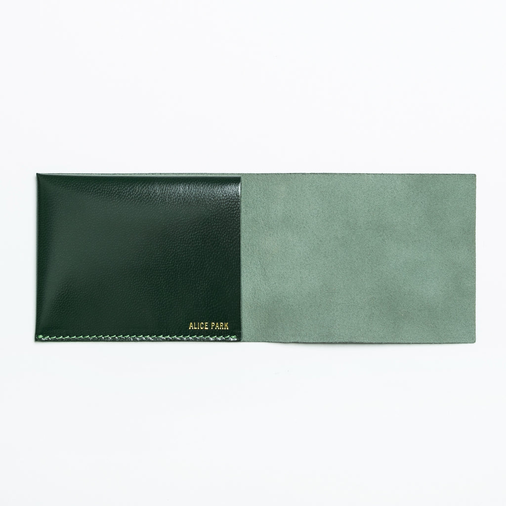 alice park kidskin wallet flap style forest green