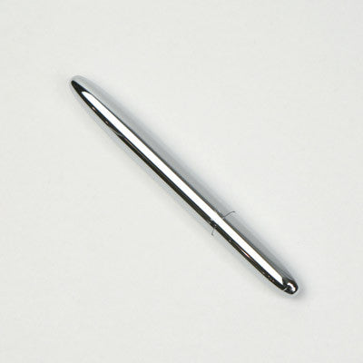 A silver Fisher Space Pen on a white background.
