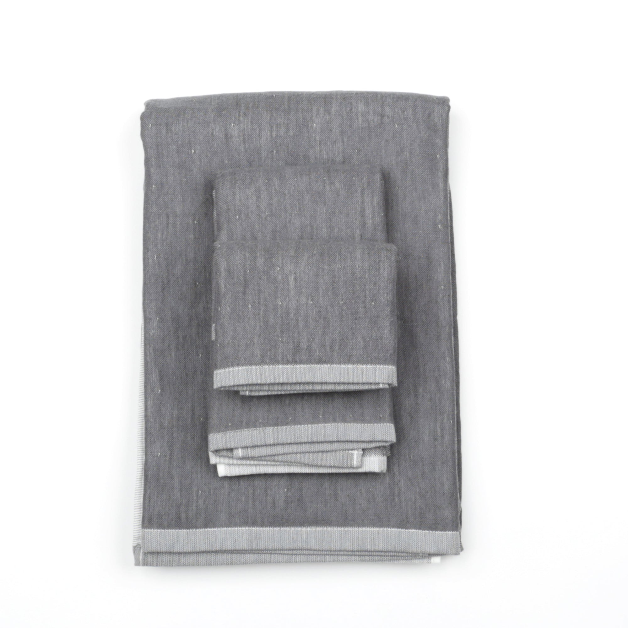 Yoshii Chambray Bath Towels - Two Tone Grey - Wash Towel