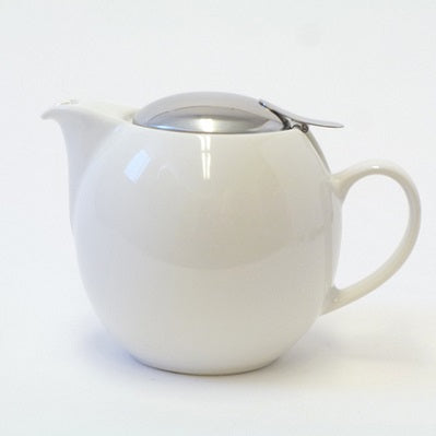 round white stoneware four cup teapot with lid