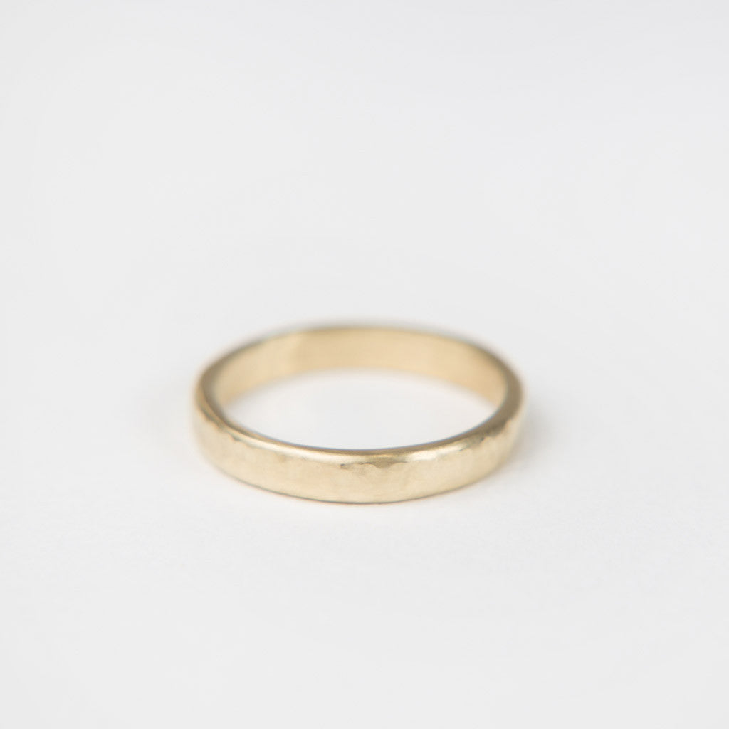 Black Barc - Hammered Thin Band - 14k Yellow Gold, Size 5.5