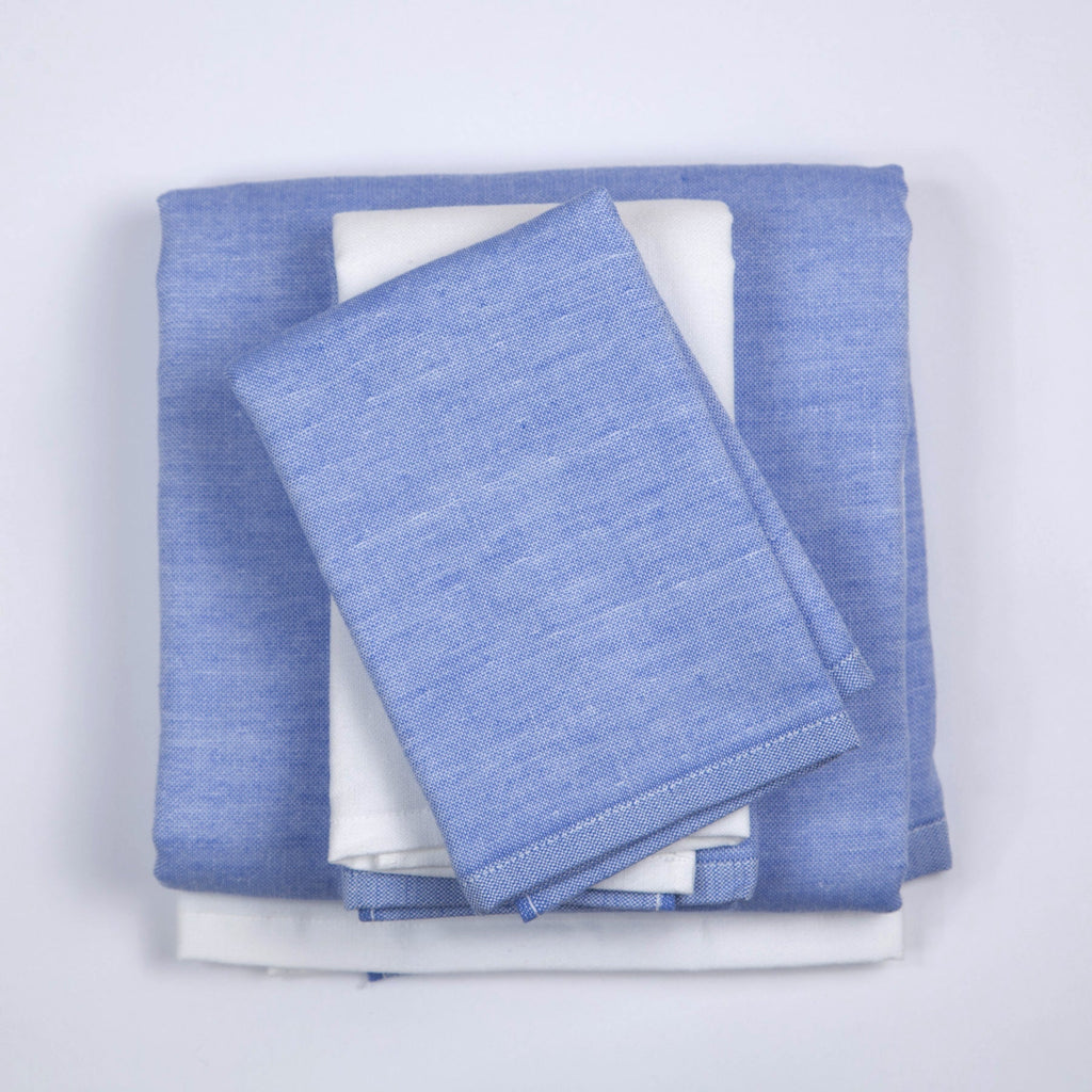 Yoshii Chambray Bath Towels - 2-Tone Blue